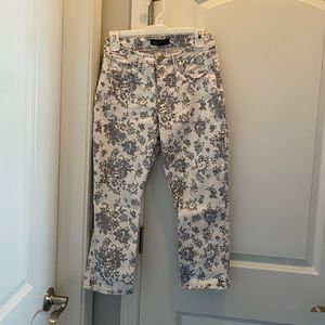 Floral denim capris